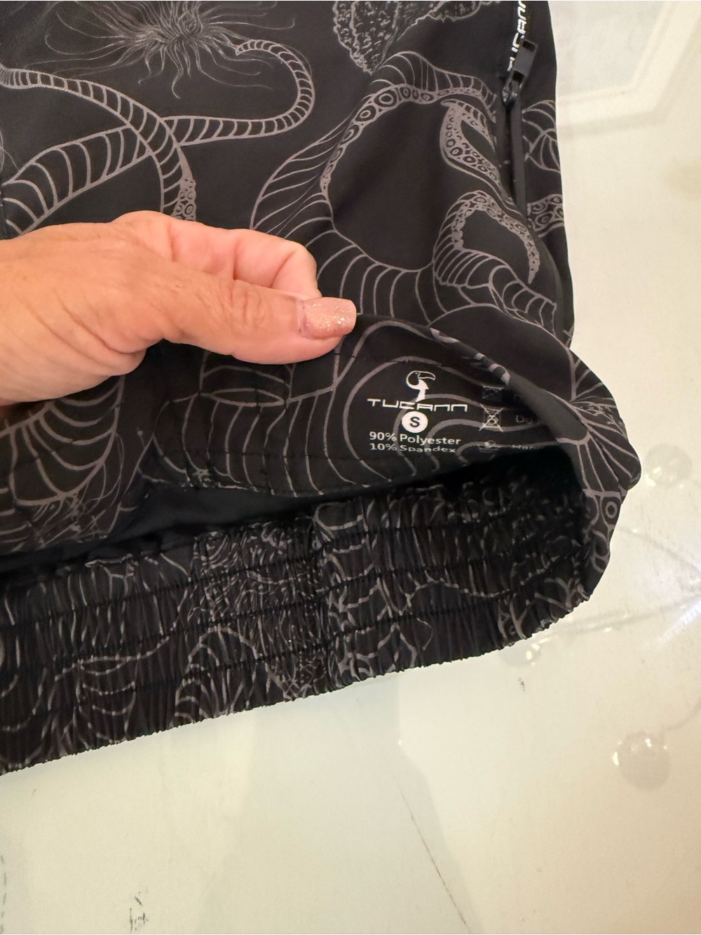 Men's Black Octopus Print Swim Trunks - 5” - Picture 2 of 3